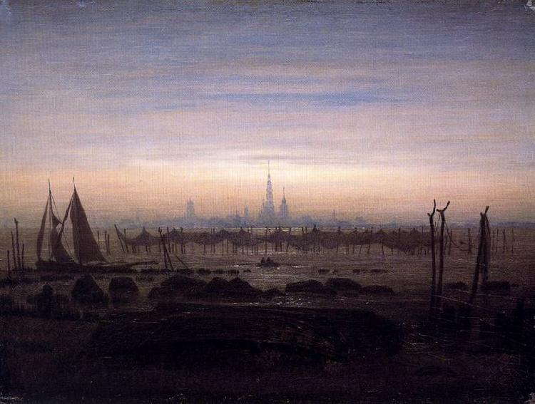 Caspar David Friedrich Greifswald in Moonlight oil painting image